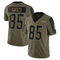 Men's Antonio Gates Los Angeles Chargers 2021 Salute To Service Jersey - Olive Limited