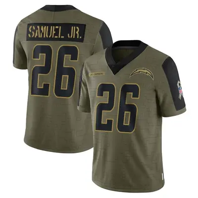 Men's Asante Samuel Jr. Los Angeles Chargers 2021 Salute To Service Jersey - Olive Limited