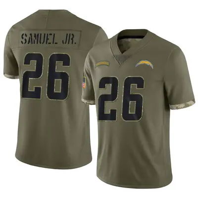 Men's Asante Samuel Jr. Los Angeles Chargers 2022 Salute To Service Jersey - Olive Limited