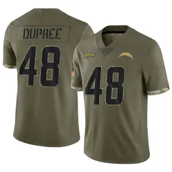 Men's Bud Dupree Los Angeles Chargers 2022 Salute To Service Jersey - Olive Limited