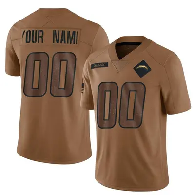 Men's Custom Los Angeles Chargers 2023 Salute To Service Jersey - Brown Limited