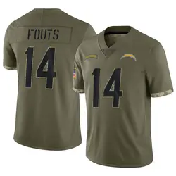 Men's Dan Fouts Los Angeles Chargers 2022 Salute To Service Jersey - Olive Limited