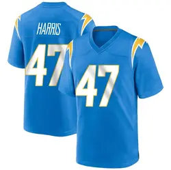 Men's Josh Harris Los Angeles Chargers Powder Alternate Jersey - Blue Game