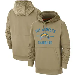 Men's Los Angeles Chargers Tan 2019 Salute to Service Sideline Therma Pullover Hoodie -