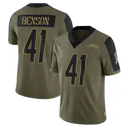 Men's Luke Benson Los Angeles Chargers 2021 Salute To Service Jersey - Olive Limited