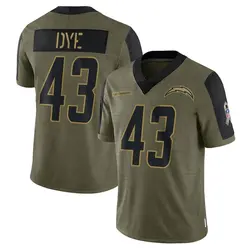 Men's Troy Dye Los Angeles Chargers 2021 Salute To Service Jersey - Olive Limited