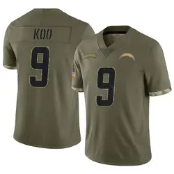 Men's Younghoe Koo Los Angeles Chargers 2022 Salute To Service Jersey - Olive Limited