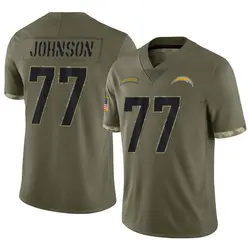 Men's Zion Johnson Los Angeles Chargers 2022 Salute To Service Jersey - Olive Limited