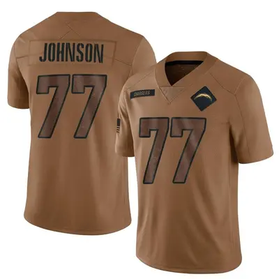 Men's Zion Johnson Los Angeles Chargers 2023 Salute To Service Jersey - Brown Limited