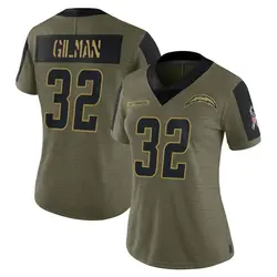 Women's Alohi Gilman Los Angeles Chargers 2021 Salute To Service Jersey - Olive Limited