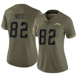 Women's Brenden Rice Los Angeles Chargers 2022 Salute To Service Jersey - Olive Limited