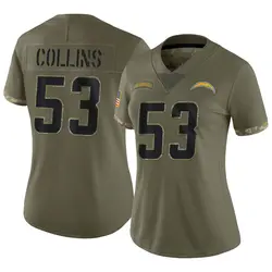 Women's Chris Collins Los Angeles Chargers 2022 Salute To Service Jersey - Olive Limited