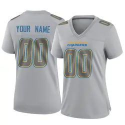 Women's Custom Los Angeles Chargers Atmosphere Fashion Jersey - Gray Game