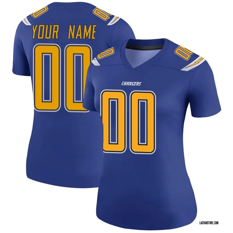 Women's Custom Los Angeles Chargers Color Rush Jersey - Royal Legend