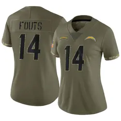 Women's Dan Fouts Los Angeles Chargers 2022 Salute To Service Jersey - Olive Limited