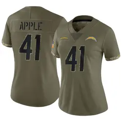 Women's Eli Apple Los Angeles Chargers 2022 Salute To Service Jersey - Olive Limited