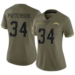 Women's Jaret Patterson Los Angeles Chargers 2022 Salute To Service Jersey - Olive Limited