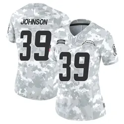 Women's Jaylen Johnson Los Angeles Chargers 2024 Salute to Service Jersey - Arctic Camo Limited