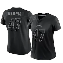 Women's Josh Harris Los Angeles Chargers Reflective Jersey - Black Limited