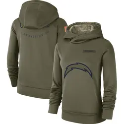 Women's Los Angeles Chargers 2018 Salute to Service Team Logo Performance Pullover Hoodie - Olive