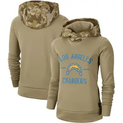 Women's Los Angeles Chargers Khaki 2019 Salute to Service Therma Pullover Hoodie -