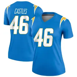 Women's McCallan Castles Los Angeles Chargers Powder Jersey - Blue Legend