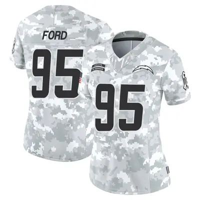 Women's Poona Ford Los Angeles Chargers 2024 Salute to Service Jersey - Arctic Camo Limited