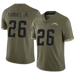 Youth Asante Samuel Jr. Los Angeles Chargers 2022 Salute To Service Jersey - Olive Limited