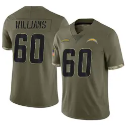 Youth Bucky Williams Los Angeles Chargers 2022 Salute To Service Jersey - Olive Limited