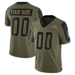 Youth Custom Los Angeles Chargers 2021 Salute To Service Jersey - Olive Limited