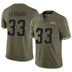 Youth Deane Leonard Los Angeles Chargers 2022 Salute To Service Jersey - Olive Limited