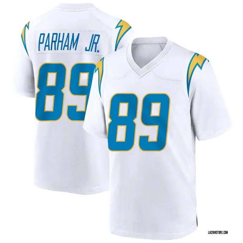 Donald Parham Jr. Los Angeles Chargers Game-Used #89 White Jersey vs.  Denver Broncos on January 8 2023