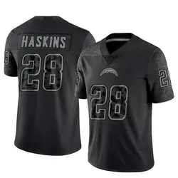 Youth Hassan Haskins Los Angeles Chargers Reflective Jersey - Black Limited