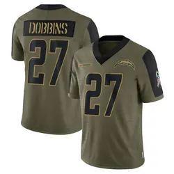 Youth J.K. Dobbins Los Angeles Chargers 2021 Salute To Service Jersey - Olive Limited