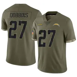 Youth J.K. Dobbins Los Angeles Chargers 2022 Salute To Service Jersey - Olive Limited