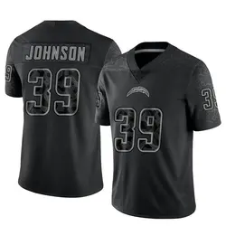 Youth Jaylen Johnson Los Angeles Chargers Reflective Jersey - Black Limited