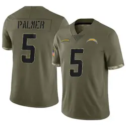 Youth Joshua Palmer Los Angeles Chargers 2022 Salute To Service Jersey - Olive Limited