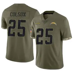 Youth Junior Colson Los Angeles Chargers 2022 Salute To Service Jersey - Olive Limited