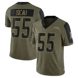 Youth Junior Seau Los Angeles Chargers 2021 Salute To Service Jersey - Olive Limited