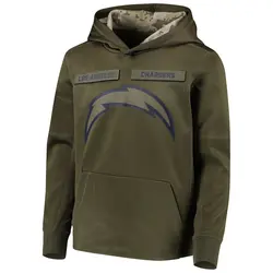 Youth Los Angeles Chargers 2018 Salute to Service Pullover Performance Hoodie - Green