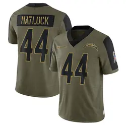 Youth Scott Matlock Los Angeles Chargers 2021 Salute To Service Jersey - Olive Limited