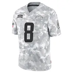 Youth Taylor Heinicke Los Angeles Chargers 2024 Salute to Service Jersey - Arctic Camo Limited